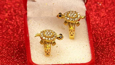 Panchdhatu Zircon Studded Turtle Meru Ring Set of 2 - Shoporaa