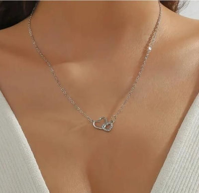 Women's Dual Heart Pendant with Chain Micro Plating - Shoporaa