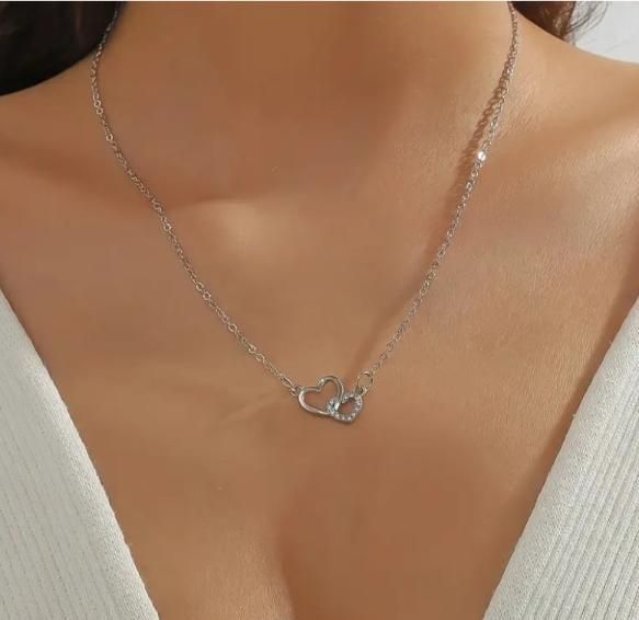 Women's Dual Heart Pendant with Chain Micro Plating - Shoporaa
