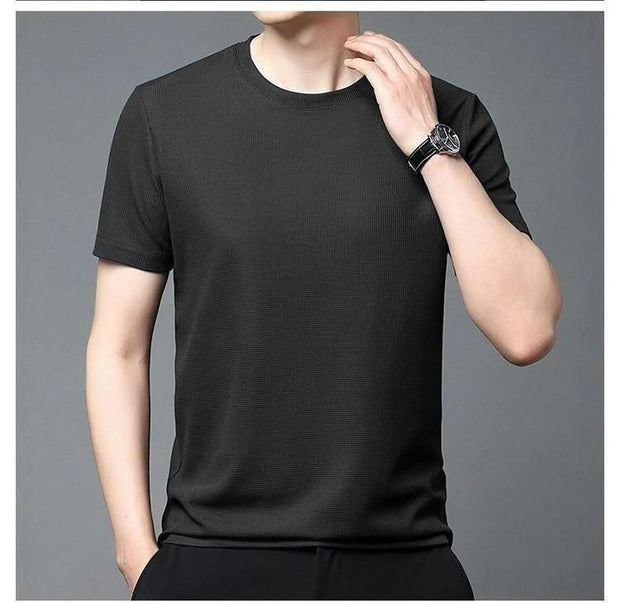 Polyester Stretchable Solid Half Sleeves Mens Round Neck T-Shirt Pack Of 4 - Shoporaa