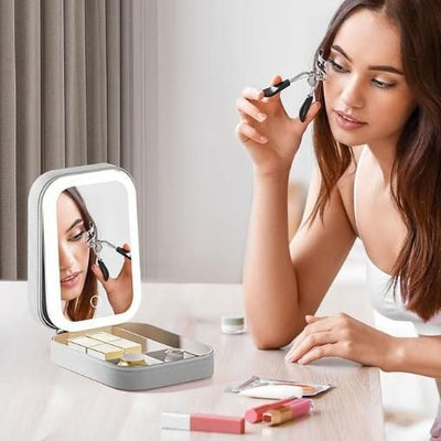 White Jewelry Box with LED Mirror - Shoporaa