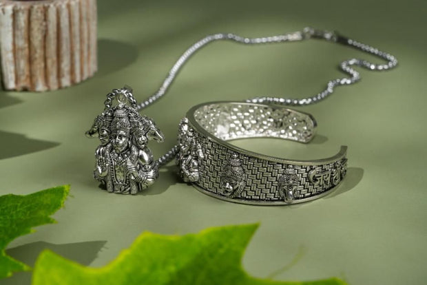 5-Mukhi Hanuman Kada with 5-Munjai Hanumna Pendant with Chain - Shoporaa