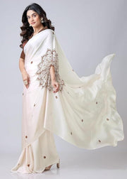 Satin Silk Printed Kaftan Saree With Unstitched Blouse - Shoporaa
