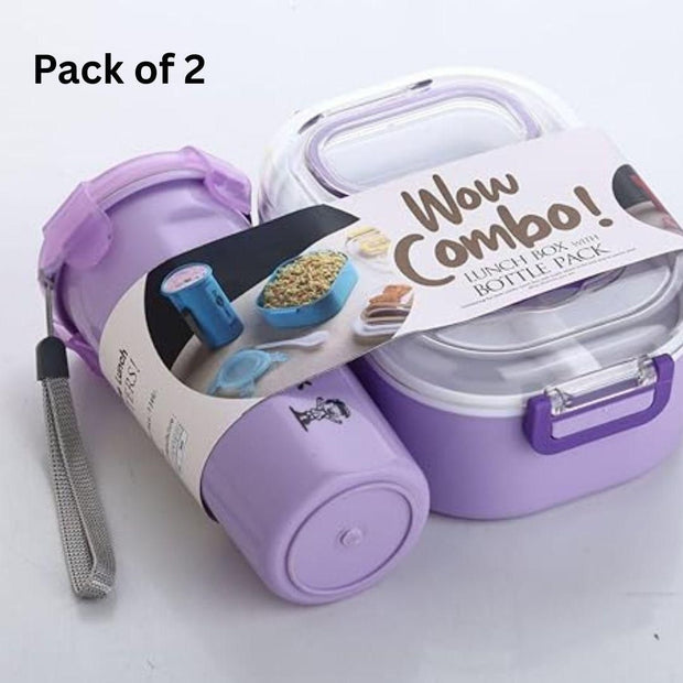 Lunchbox with Bottle Leak Proof & BPA Perfect Lunchbox (Pack of 2) - Shoporaa