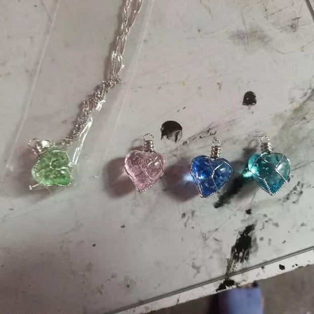 Fashion Metal Wrapped Love Heart Crystal Stone Pendant - Shoporaa