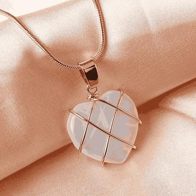 Fashion Metal Wrapped Love Heart Crystal Stone Pendant - Shoporaa