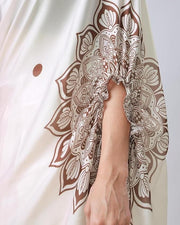 Satin Silk Printed Kaftan Saree With Unstitched Blouse - Shoporaa