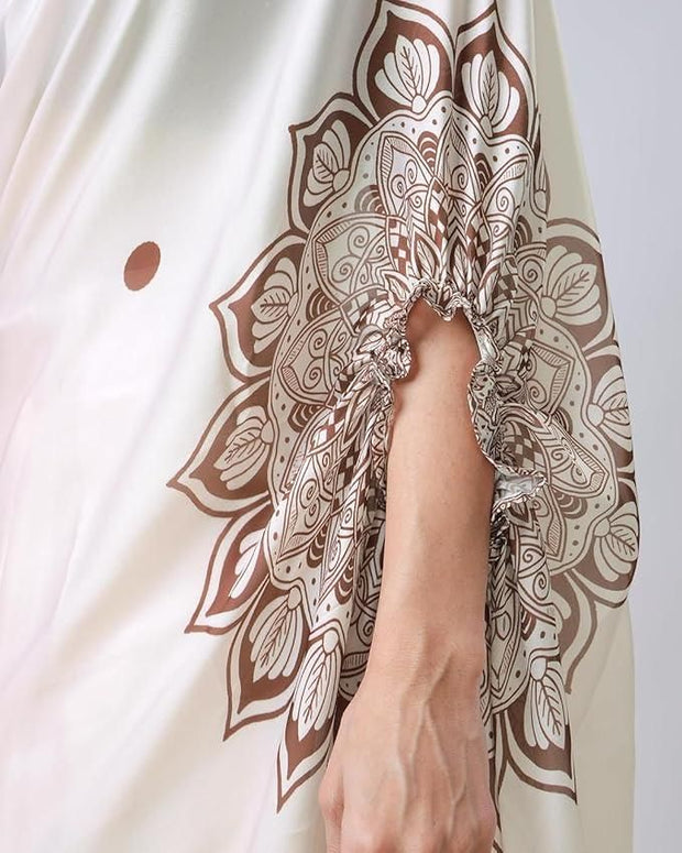 Satin Silk Printed Kaftan Saree With Unstitched Blouse - Shoporaa