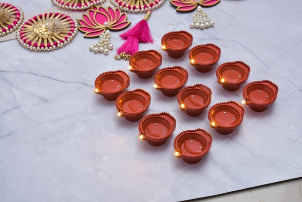 LED Light Water Sensor Diyas Plastic with, Ambient Lights, (Pack of 6/12/18/24) - Shoporaa