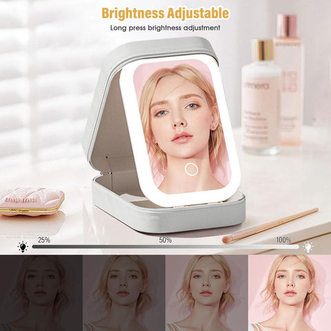 White Jewelry Box with LED Mirror - Shoporaa