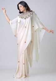 Satin Silk Printed Kaftan Saree With Unstitched Blouse - Shoporaa