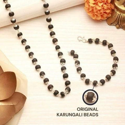 [Silver Plated Karungali Mala + Karungali Bracelet Combo - Shoporaa