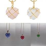 Fashion Metal Wrapped Love Heart Crystal Stone Pendant - Shoporaa