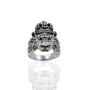 Silver plated chain with silver plated KGF LION shape adjustable ring combo set Rhodium Plated Stainless Steel Chain - Shoporaa