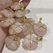 Fashion Metal Wrapped Love Heart Crystal Stone Pendant - Shoporaa