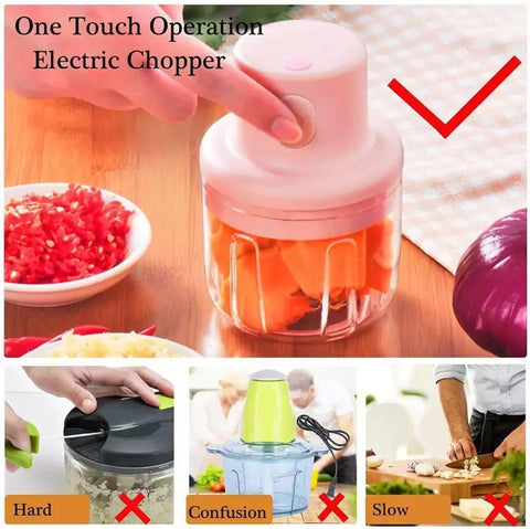 KolorFish Electric Mini Garlic Chopper 250ml Electric Vegetable Chopper - Shoporaa
