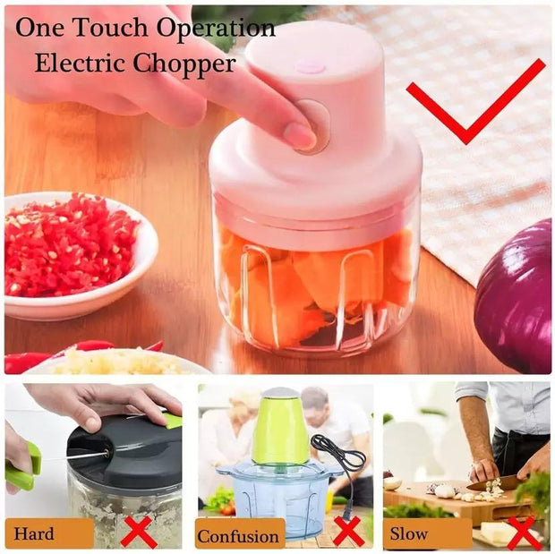 KolorFish Electric Mini Garlic Chopper 250ml Electric Vegetable Chopper - Shoporaa
