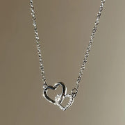 Women's Dual Heart Pendant with Chain Micro Plating - Shoporaa