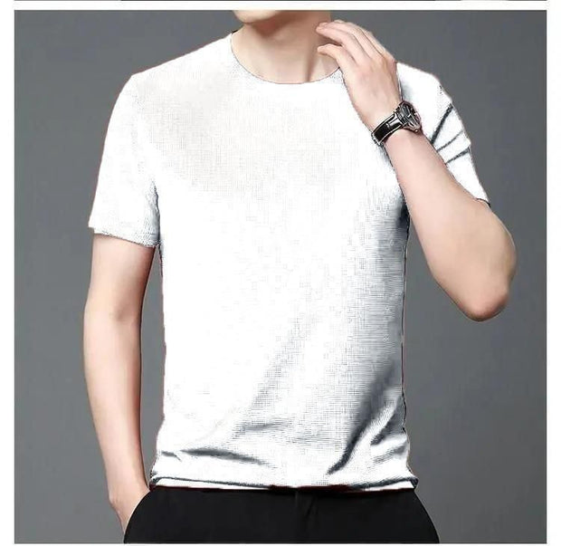 Polyester Stretchable Solid Half Sleeves Mens Round Neck T-Shirt Pack Of 4 - Shoporaa