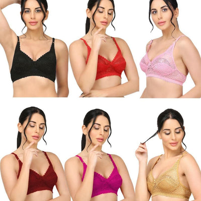 Girls Full Coverage Non-Padded Net Bra (Pack of 2) - Shoporaa