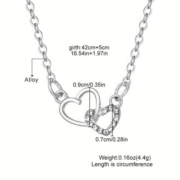 Women's Dual Heart Pendant with Chain Micro Plating - Shoporaa