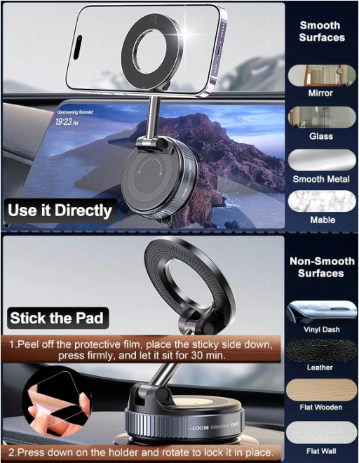 Magnetic Vacuum Suction 360° Phone Holder (Premium Edition) - Shoporaa